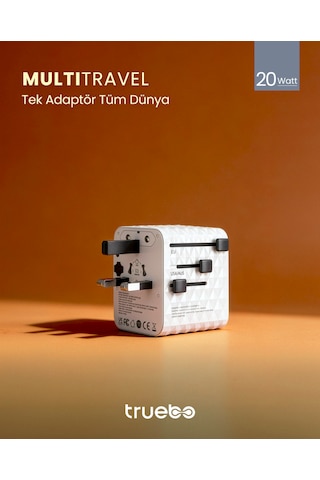 Truebo Multitravel Travel Adapter & Charger Evrensel Seyahat Adaptörü