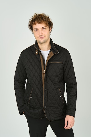 Daynax Erkek Dik Yaka Fermuar Ve Çıtçıt Kapamalı Kapitone Kaban 1000 Siyah Siyah