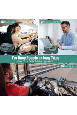 Araba, Kamyon Ve İş İçin Isıtma Kabı Ve Isıtıcılı 3'ü 1 Arada Elektrikli Yemek Kutusu -tfrf