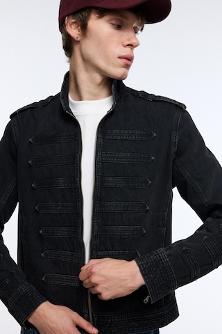 Defacto Regular Fit Dik Yaka Fermuarlı Pamuklu Jean Napolyon Ceket J1027ax26aunm40 Siyah-nm40
