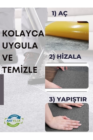 Katflex Halıfleks Kendinden Yapışkanlı Duvardan Duvara Halıflex Rip Halı Keçe Zemin Kaplama Antrasit Ripsiz, Diğer
