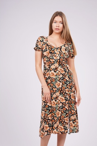 Gabria Kadın Çiçek Desenli Elbise Siyah