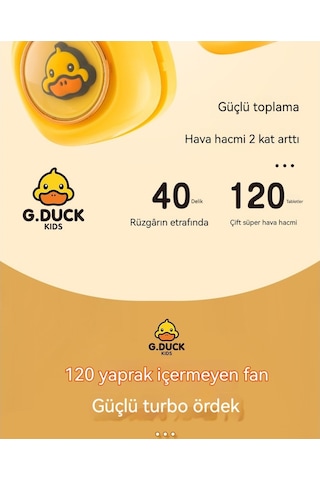 Soulader Sevimli Sarı Ördek Tasarımlı Taşınabilir Katlanabilir Usb İle Çalışan Mini Boyun Klipsli Serinletici Fan