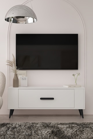 Tv1338ct Retro-128 Tv Sehpası Beyaz-siyah Beyaz-siyah