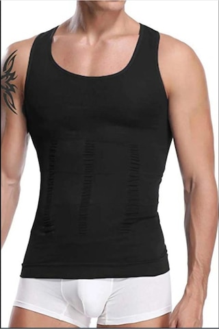 Fit Women Erkek Atlet Korse Bel Göğüs Göbek Korse Siyah