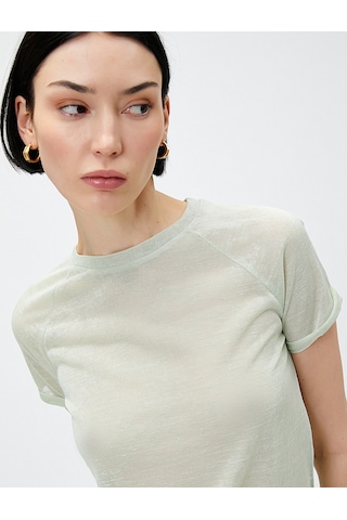 Koton Bisiklet Yaka Tişört Reglan Kol Yeşil 3sak50384ek 3SAK50384EK759 Yeşil