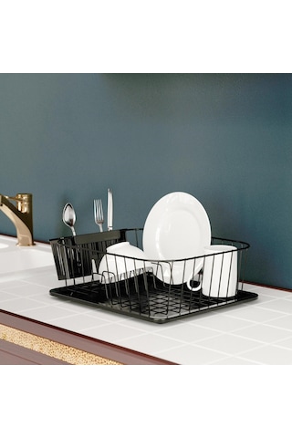 Teknotel Tek Katlı Bulaşıklık Tabaklık Mat Siyah Kb084