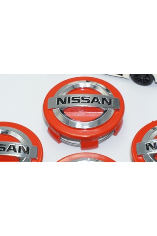 Dk Tuning Nissan Kırmızı Gümüş Jant Göbeği Kapak Seti 60mm