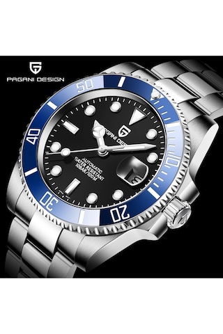 Pagani Design Pd-1661 Submariner 40mm Otomatik Mekanik Kol Saati Paslanmaz Çelik Dalgıç Saat Safir Cam Erkek Saati Siyah-mavi Diğer