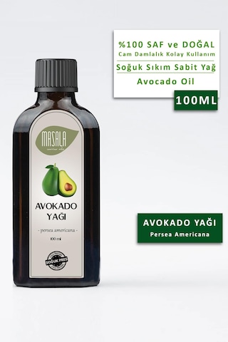 Masala Saf Avokado Yağı 100 ML Soğuk Pres İçilebilir (Avocado Oil)