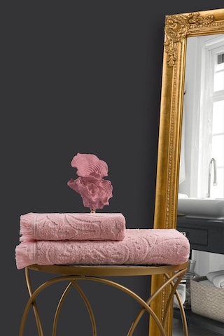 Varol Jacquard %100 Pamuk El Havlusu 50x90cm Pudra-50x90cm Pudra