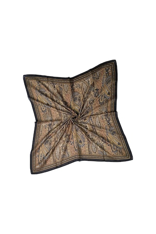 Enba Pamuklu Etnik Desenli Soft Eşarp Siyah - Gold