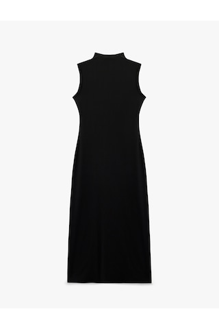 Koton Dar Kalıp Midi Boy Kolsuz Dik Yaka Kalem Bodycon Elbise Siyah 6wak80009uk