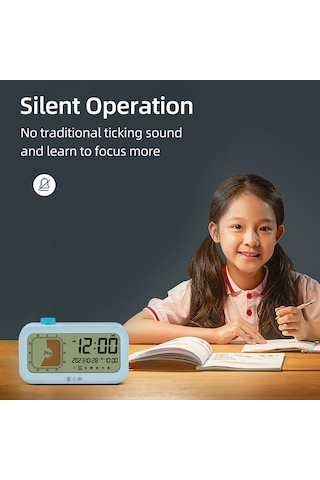 Dofolink Görsel Zaman Yöneticisi Öğrenci Zamanlayıcı - Lcd Ekran İki Gösterim, Geri/sayaç 1-60 Dakika, Takvim/tarih/saat/alarm, 3 Erteleme, Dönme Tuşu Pil Yok Beyaz