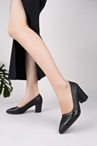 Nesilshoes Nesil Shoes Desca 616 Siyah Topuklu Kadın Ayakkabı
