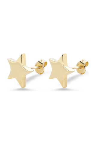 Sefa Gold 14 Ayar Altın Taşsız Sarı Yıldız Küpe