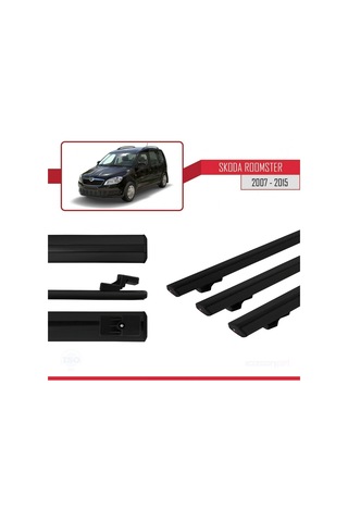 Skoda Roomster 2007-2015 Arası İle Uyumlu Basic Model Ara Atkı Tavan Barı Siyah 3 Adet
