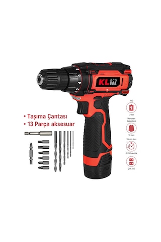 Kleco KE2213NM-DB 12V 1.3 Ah Li-ion Çift Akülü Vidalama