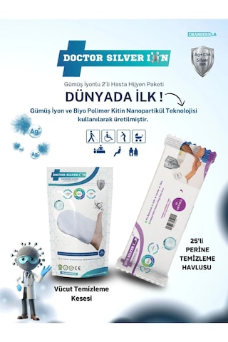 Gümüş İyonlu 2'li Hasta Hijyen Vücut Kesesi Ve 25'li Perine Gümüş İyonlu 2'li Hasta Hijyen Vücut Kesesi Ve 25'li Perine