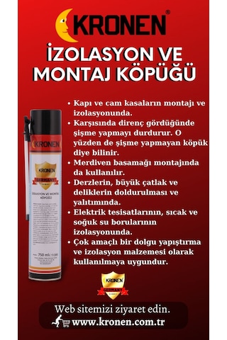 Kronen Normal İzolasyon Ve Montaj Köpüğü (1 Koli x 12 Adet / FİYAT 1 KOLİ FİYATIDIR.