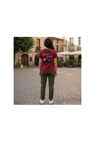 Urbantrendstore Unisex Genç Kızlar İçin Anneler Günü Oversize Fit Rahat Geniş Salaş T-shirt Günlük Tişört Bordo