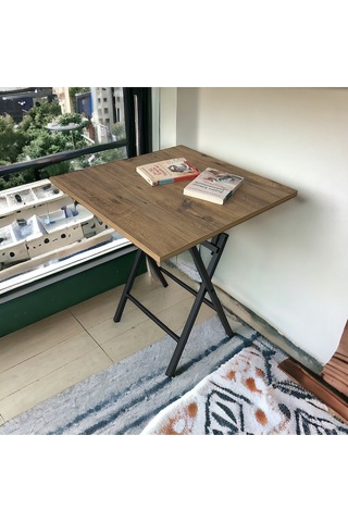 Modern Style Home Minderli Balkon Bahçe Mutfak Bistro Set Katlanır 4+1 Masa-sandalye Bordo