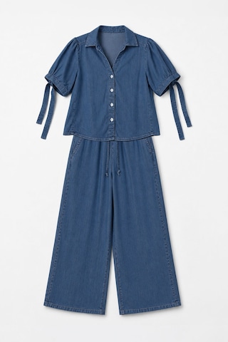 Blue White Kadın Mavi Tencel Kumaş İnce Rahat İkili Takım