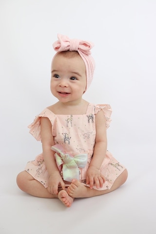 Kız Bebek Pudra Pembe Renk Özel Gün Fiyonklu Çıtçıtlı Tulum Pembe