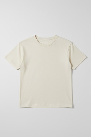 Luess Unisex Çocuk Pamuklu Bisiklet Yaka Basic Tişört 3 Yaş - 7 Yaş Ekru