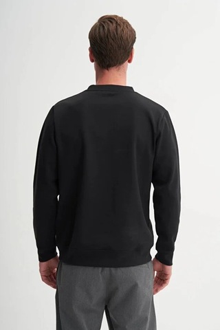 Cazador Caz 53290 Bisiklet Yaka Erkek Siyah Sweat 25 Kış Siyah