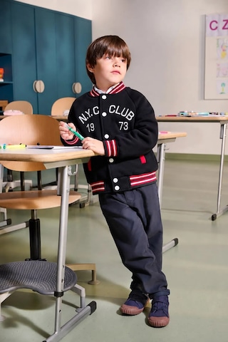 Minigimin Cicileri N.y.c Club Kolej Yaka Unisex Çocuk Çıtçıtlı Ceket - Siyah