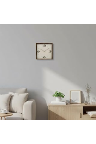 Galaxy Premium Serisi Ahşap Duvar Saati Kare 30 Cm Kahverengi 0240-beyaz-şekilli-48cm