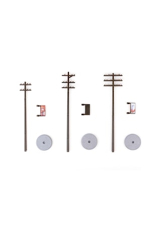 Ruicoo Dayanıklı Plastik Malzemeden 1/42 Ölçekli 3'lü Telgraf Direği Seti - Model Demiryolu Ve Dioramalar İçin