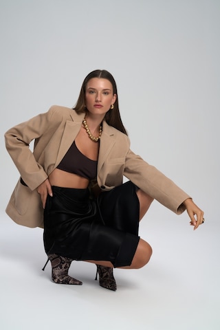 Mai Collection Mai Studios Co. Muirnas Askı Detay Siyah Uzun Saten Etek Siyah