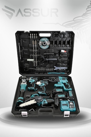 Assur 6'lı Set 21V Makas Somun Sıkma Testere Hilti Matkap Taşlama - 2625