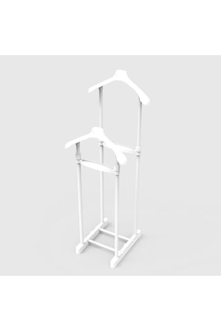 Çift Askılıklı Yükselik Ayarlı Dilsiz Uşak &Elbise Askısı Beyaz