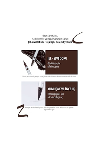İnce Fırça Uçlu Kalem Eyeliner Natural Fix Brush Pen Liner Brown 2