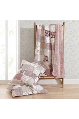 Laura Ashley Queen Çift Taraflı Pamuklu Yorgan Seti Celina Patchwork Kırmızı, Tüm Mevsimlik Nevresim Takımı Renkli 200 X 228 Cm
