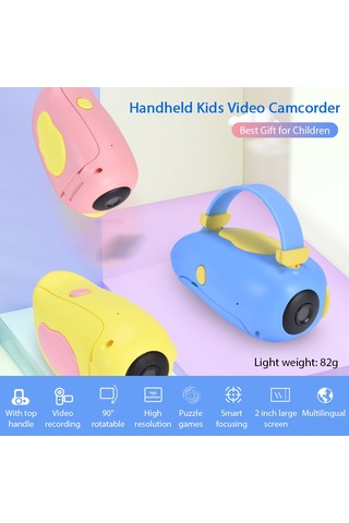 Yunboo Çocuklar İçin Eğlenceli 720p Video Kamera - Otomatik Odaklama Ve 32gb Hafıza Desteği Mavi