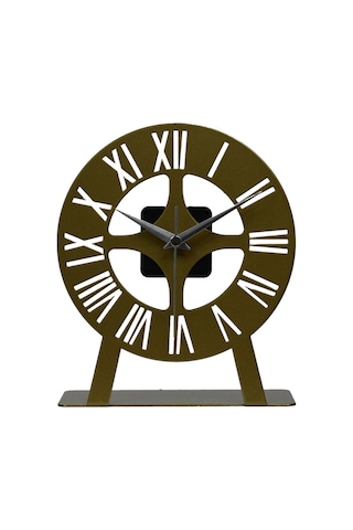 Roma Model Metal Lazer Kesim Akar Sessiz Mekanizmalı Masa Saati Gold