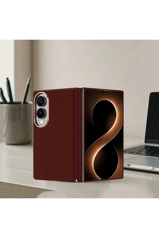 Samsung Uyumlu Galaxy Z Fold 8 Uyumlu Kılıf M-safe Şarj Özellikli Zore Paris Zerre Sert Pc Kapak Bordo