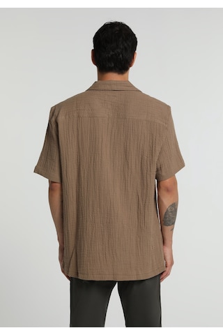 Colin's Colins Relaxed Fit Apaj Yaka Düz Erkek Kahverengi Kısa Kol Gömlek Cl1080096 Q1.v1 Brw