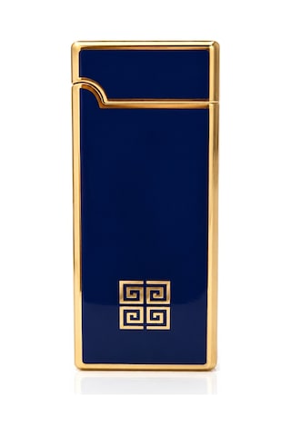 Premium Metal Gazlı Çakmak Gold Klasik Tasarım Lacivert
