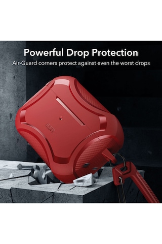 Apple AirPods Uyumlu Pro / Pro 2 Kılıf - Cyber Armor Tough Halolock Magsafe Kılıf Kırmızı