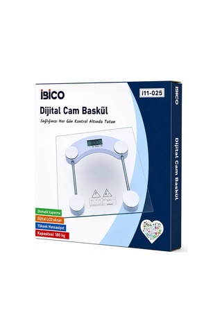 Dijital - Pilli Kare Banyo Baskül Terazi Tartı Lcd Ekran 180kg/0.1g 30x30cm İ11-025 5580