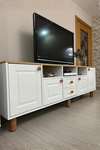 Life Tv Ünitesi Ve Kitaplık Seti %100 Mdf Beyaz - Meşe