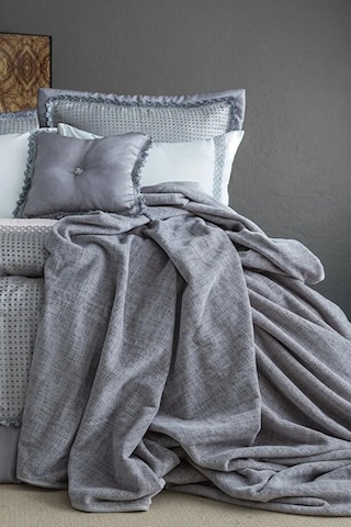 Apricitas Home Safran Gri %100 Pamuk Nevresim Takımlı-battaniyeli Çeyiz Seti Gri