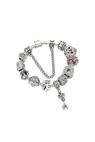 Tarz Popüler Aşkın Anahtar Charmlı Bileklik, Ahşap Kutu İç