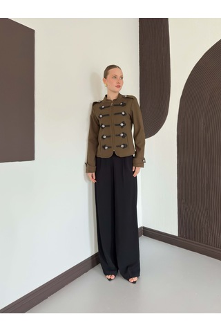 Verymoda Hakim Yaka Omuzu Ve Kol Ucu Apoletli Ceket F2097 Haki