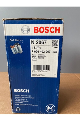 Bosch F026402067 Yakıt Filtresi Fluence Scenic Iıı Megane Iıı 1.5dcı K9k 85 90 105 110hp 164009384r 164006435r